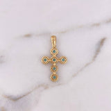 Pendant Cross Tupida 2.7gr / 3.3cm / Blue White Zircons 18K Yellow Gold &