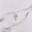 Pendant Cross 0.7gr / 1.7cm / White Zircons Two-tone White and Rose Gold 18K #
