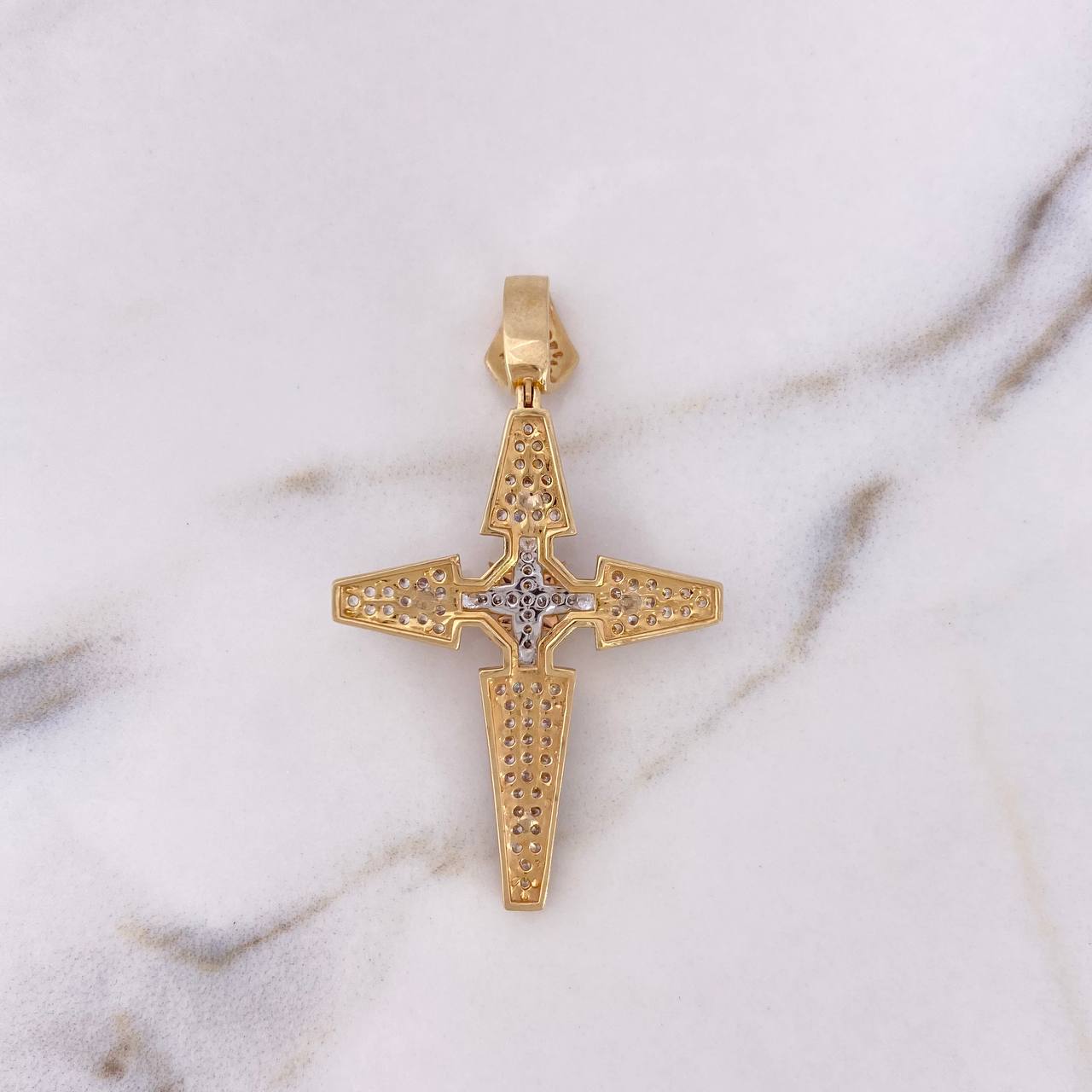 Pendant Cruz Estrella 8.3gr / 5.8cm / White Zircons Three 18K Golds #