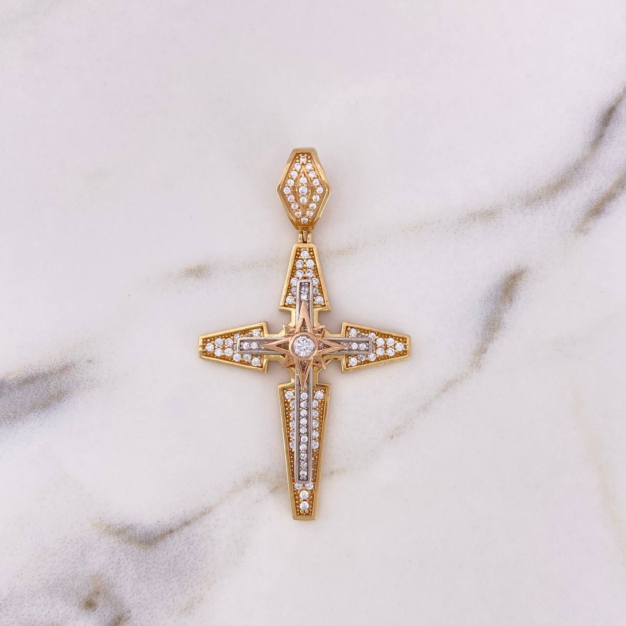 Pendant Cruz Estrella 8.3gr / 5.8cm / White Zircons Three 18K Golds #
