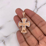 Pendant Cross Glory to the Father 6.9gr / 4cm / White Zircons 18K Rose Gold #