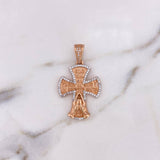 Pendant Cross Glory to the Father 6.9gr / 4cm / White Zircons 18K Rose Gold #