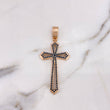 Pendant Cross 10.2gr / 5.8cm / Black Zircons Two White and Rose Gold 18K #