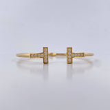 Bracelet Ring T 7.15gr / 17.7cm / 2.5mm White Zirconia Yellow Gold +4 18K &