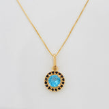 Venetian Chain Set + Halo Pendant / 2.05g / 18 in Yellow Gold 18K