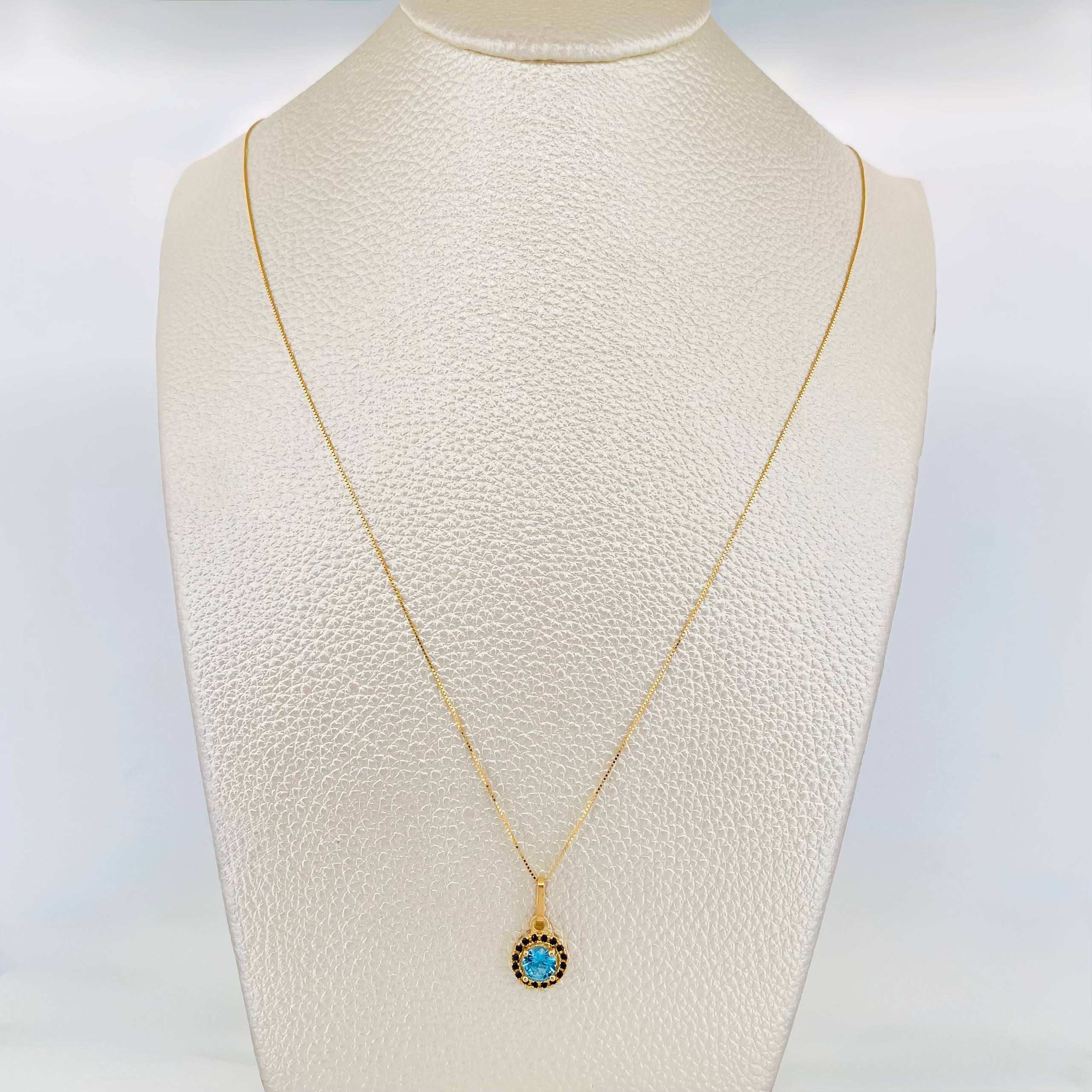 Venetian Chain Set + Halo Pendant / 2.05g / 18 in Yellow Gold 18K
