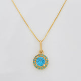 Set Venetian Chain + Halo Pendant / 2.2g / 18 in Yellow Gold 18K