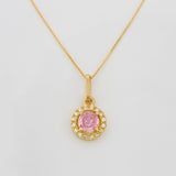 Set Venetian Chain + Halo Pendant / 2.15g / 18 in Yellow Gold 18K