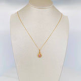 Set Venetian Chain + Halo Pendant / 2.15g / 18 in Yellow Gold 18K