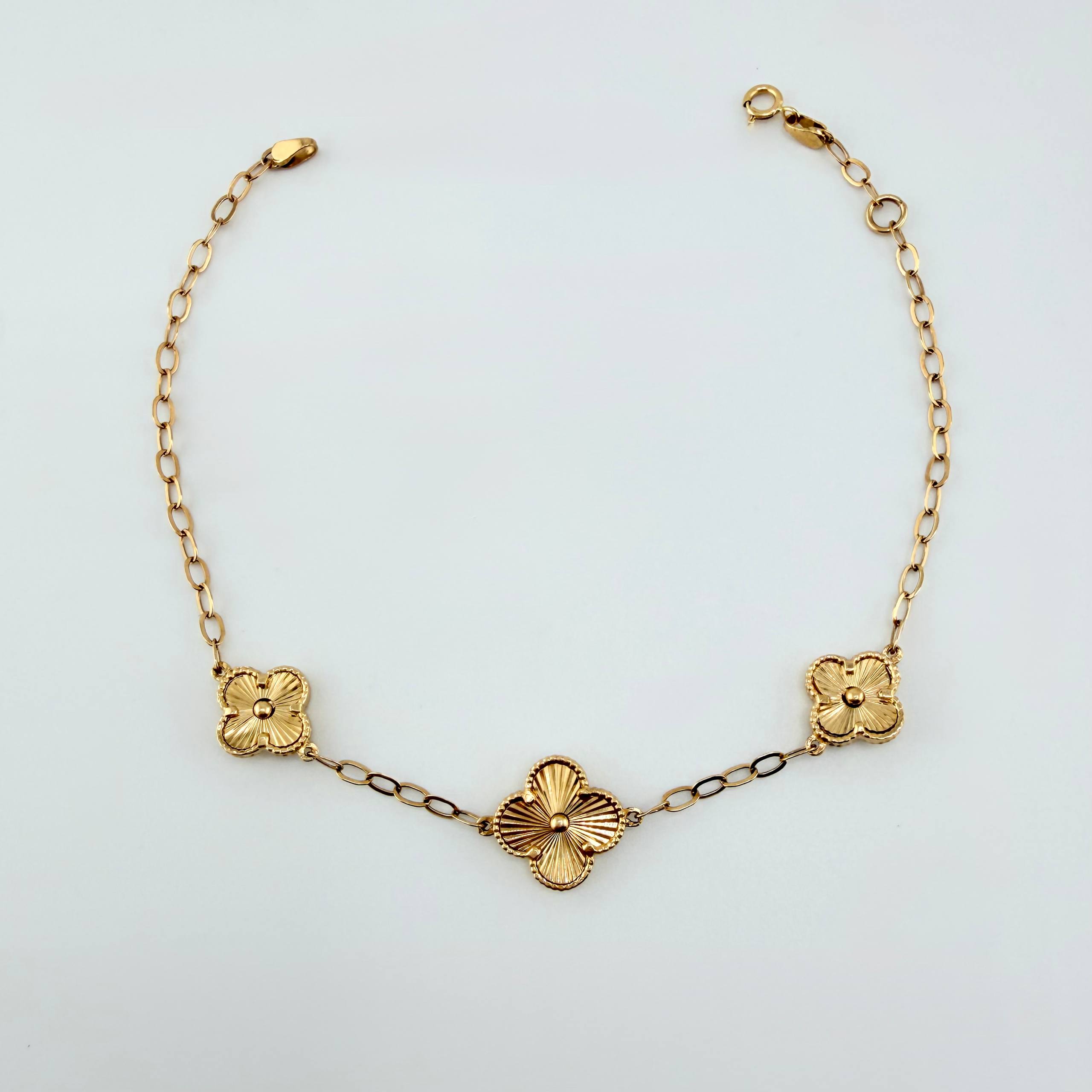 Pulso Cajón Trebol Diamantado 3.65gr / 7 3/4 in / 11.2mm Oro Amarillo Nac.Esp. 18K ©