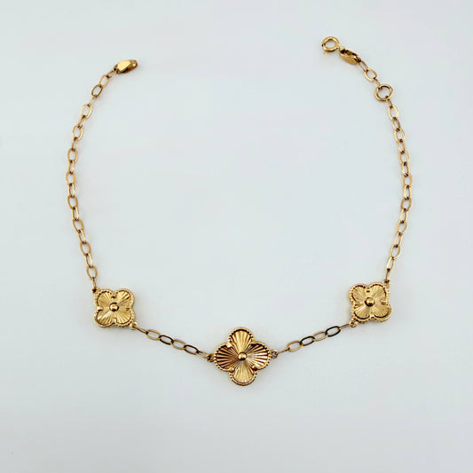 Pulso Cajón Trebol Diamantado 3.65gr / 7 3/4 in / 11.2mm Oro Amarillo Nac.Esp. 18K ©