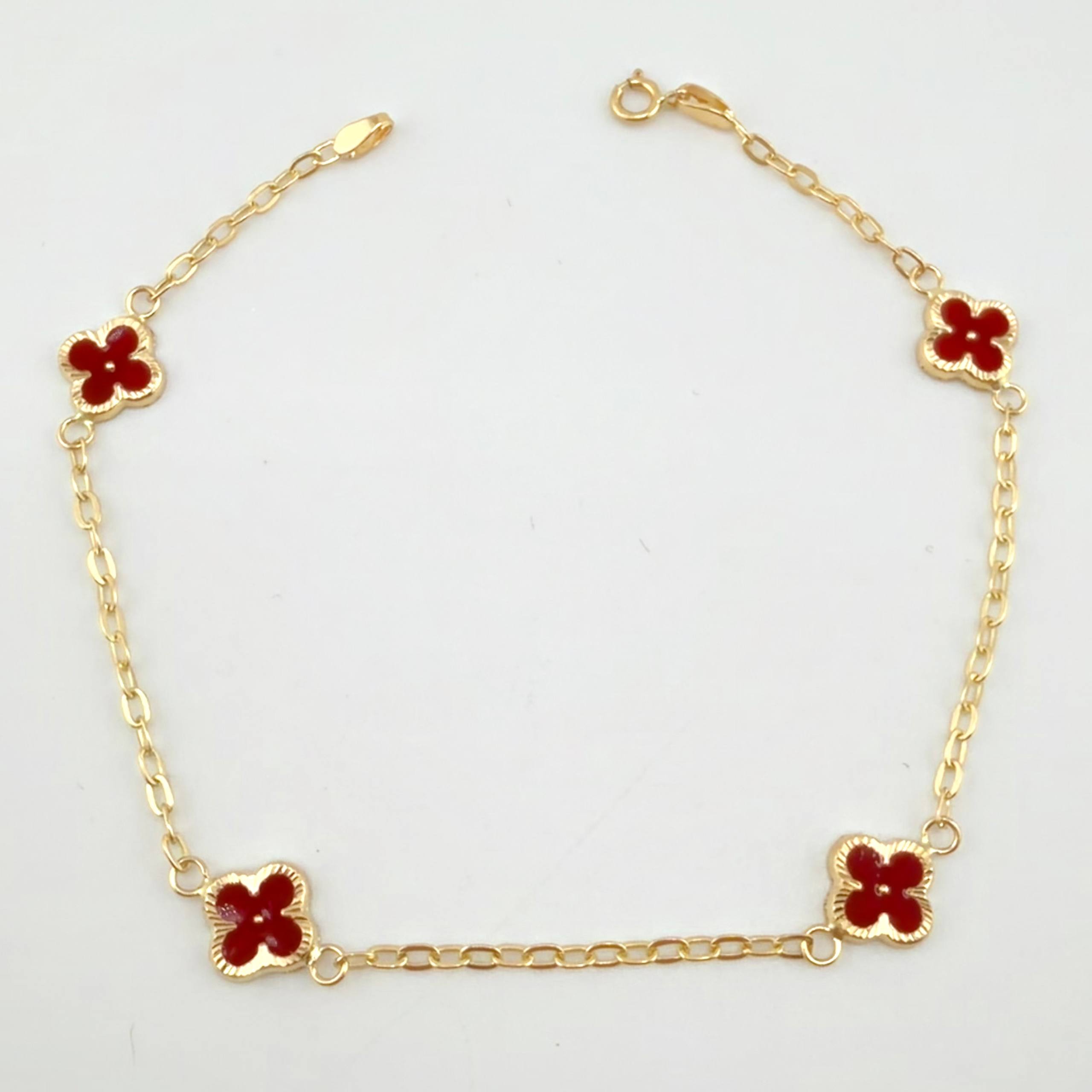 Pulso Cajón Trebol Doble Faz 2.45gr / 7 1/2 in / 8mm Oro Amarillo 18K ©