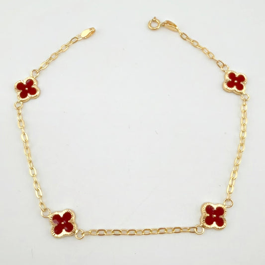 Pulso Cajón Trebol Doble Faz 2.45gr / 7 1/2 in / 8mm Oro Amarillo 18K ©