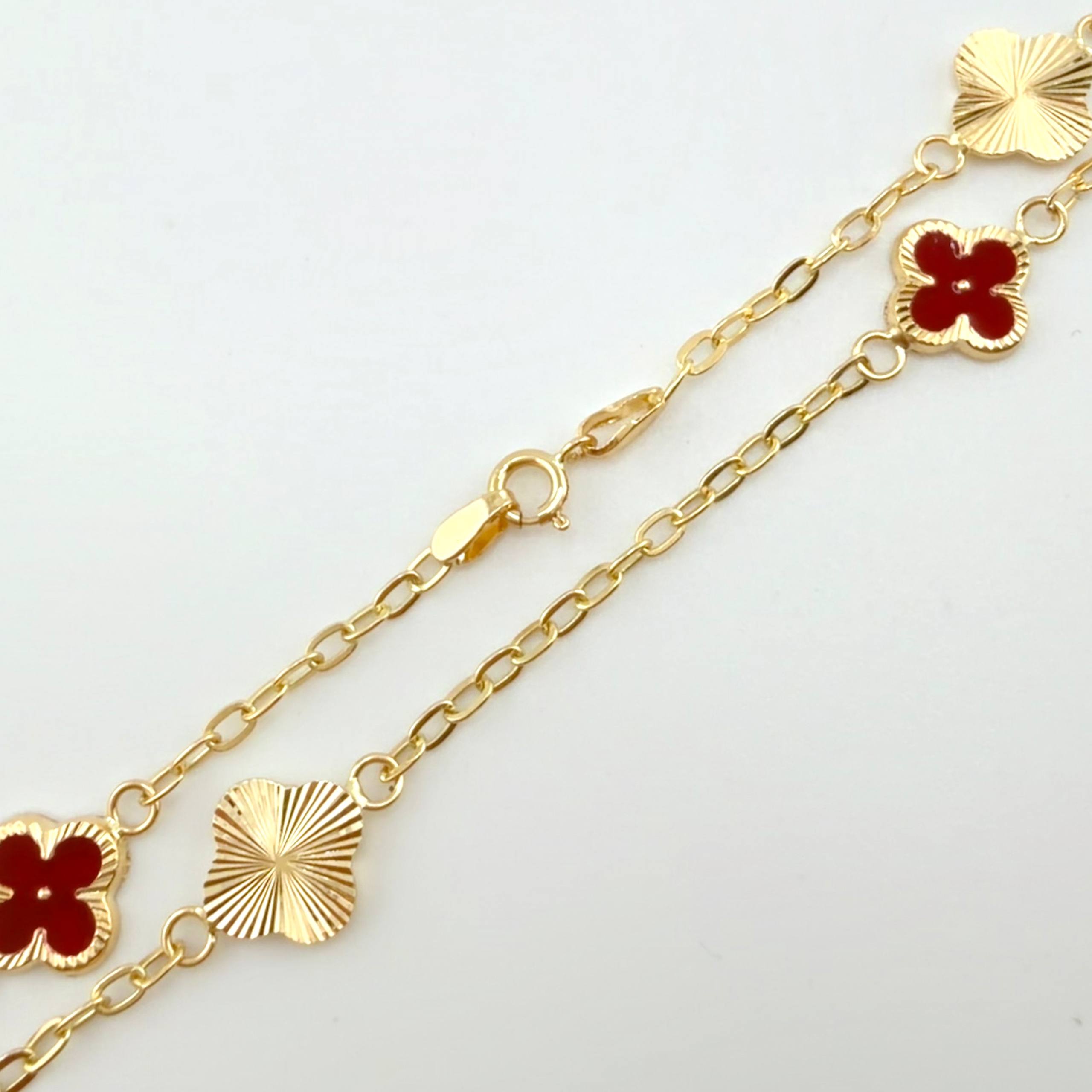 Pulso Cajón Trebol Doble Faz 2.45gr / 7 1/2 in / 8mm Oro Amarillo 18K ©