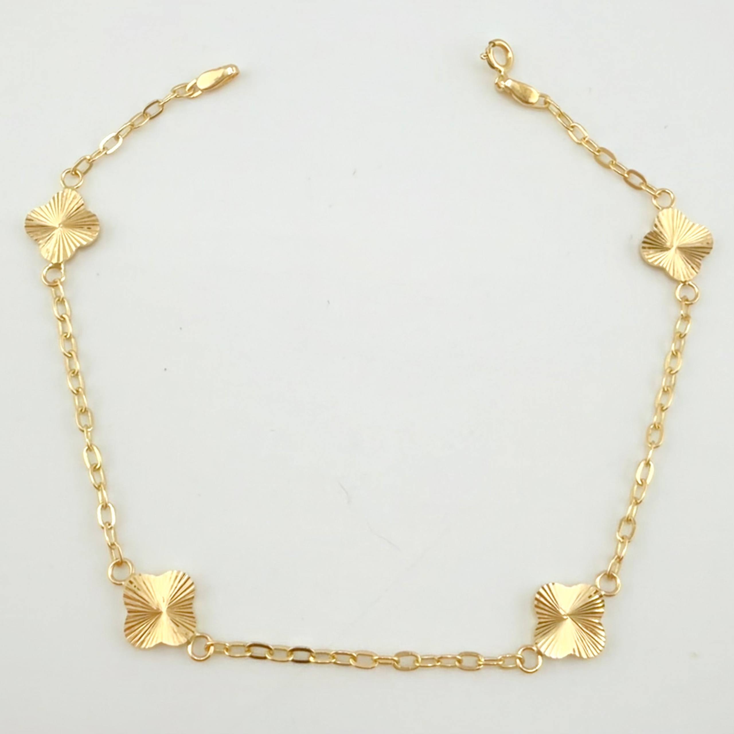 Pulso Cajón Trebol Doble Faz 2.3gr / 7 1/2 in / 8mm Oro Amarillo 18K ©