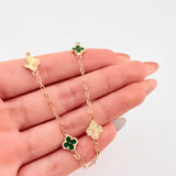 Pulso Cajón Trebol Doble Faz 2.4gr / 7 1/2 in / 8mm Oro Amarillo 18K ©