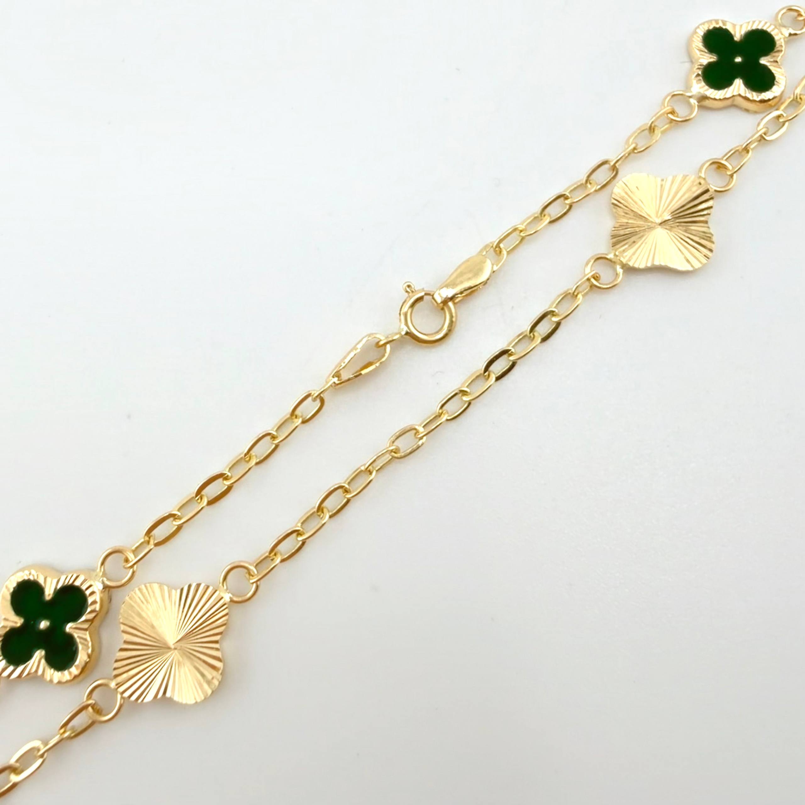 Pulso Cajón Trebol Doble Faz 2.45gr / 7 1/2 in / 8mm Oro Amarillo 18K ©