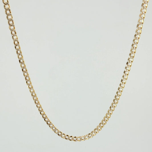 Cadena Cubana 6gr / 23 1/2 in / 3mm Dos Oros Amarillo Blanco +3 18K *