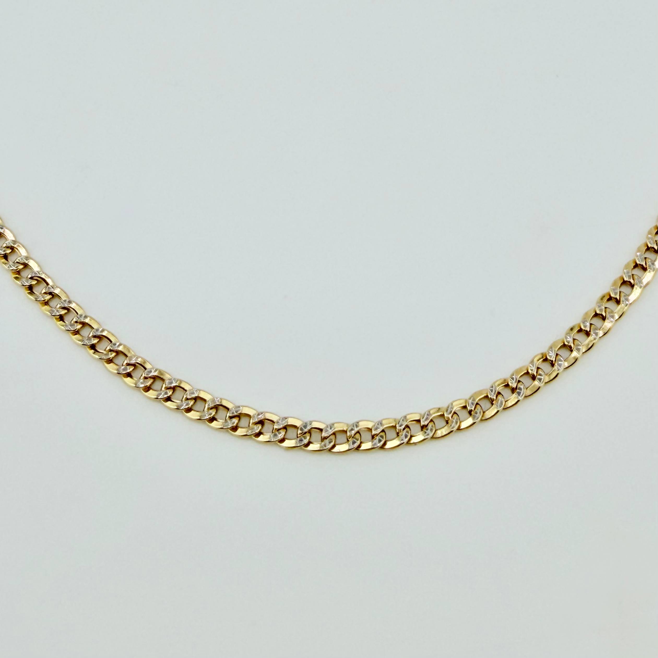 Cadena Cubana 6gr / 23 1/2 in / 3mm Dos Oros Amarillo Blanco +3 18K *