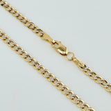 Cadena Cubana 6gr / 23 1/2 in / 3mm Dos Oros Amarillo Blanco +3 18K *