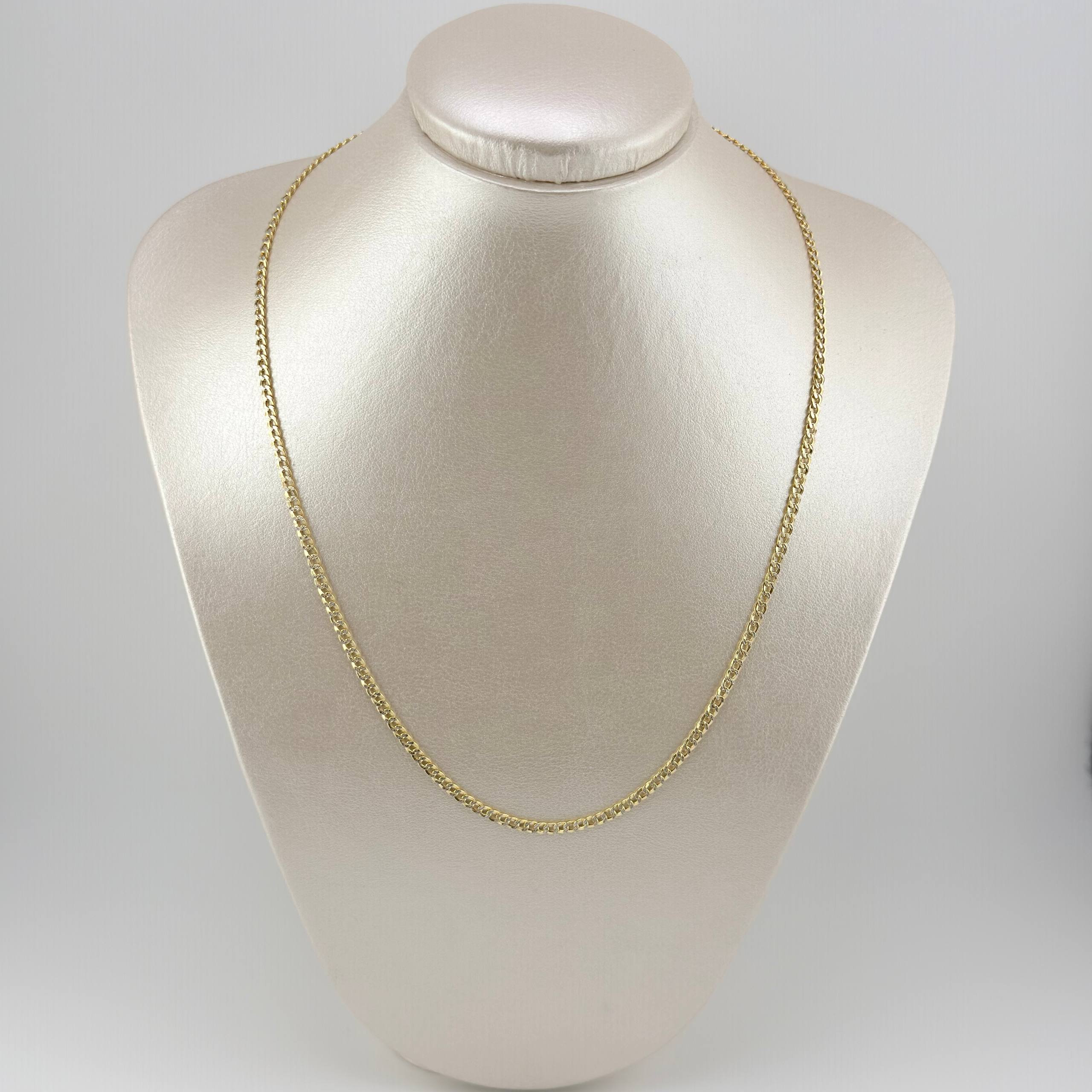 Cadena Cubana 5.2gr / 19 3/4 in / 3mm Dos Oros Amarillo Blanco +3 18K