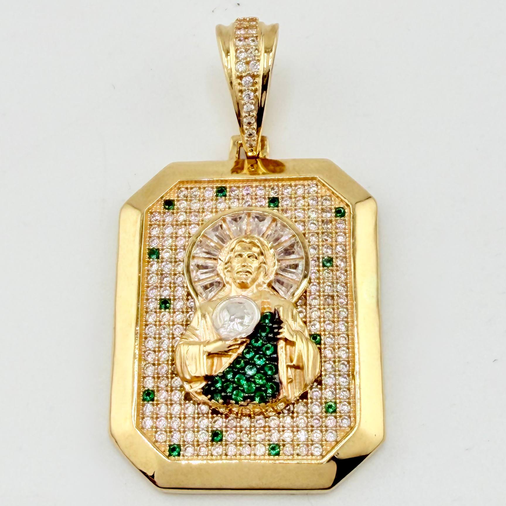 Dije San Judas 11.55gr / 1 3/4 in / Dos Oros Amarillo Blanco 18K ©