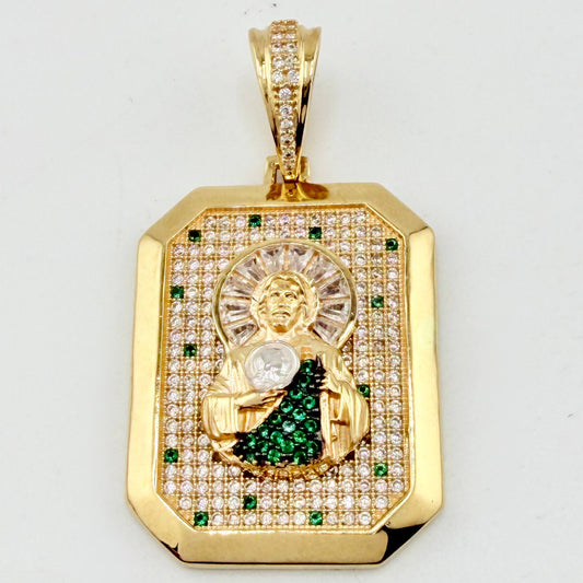 Dije San Judas 11.55gr / 1 3/4 in / Dos Oros Amarillo Blanco 18K ©