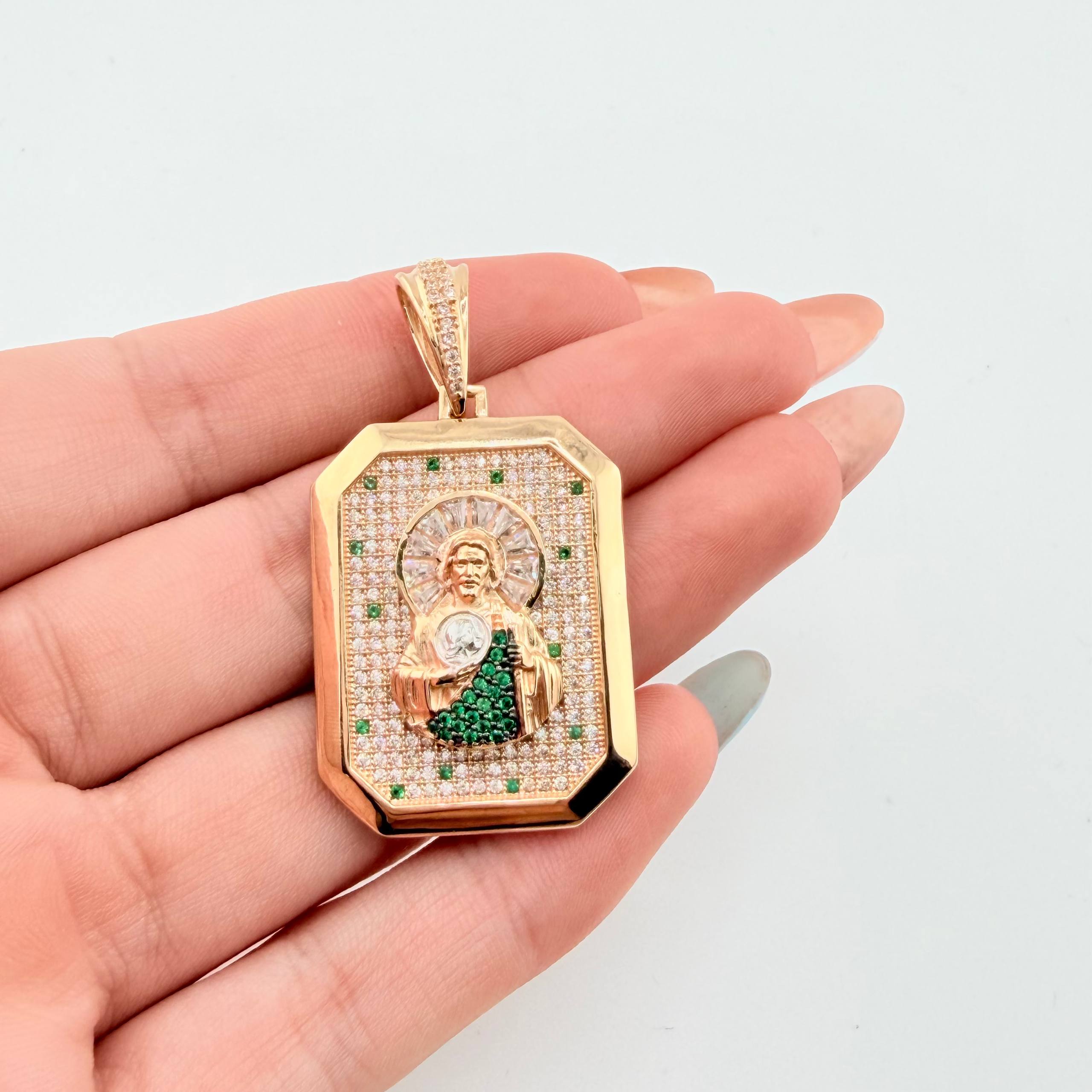 Dije San Judas 11.55gr / 1 3/4 in / Dos Oros Amarillo Blanco 18K ©