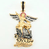 Dije San Miguel Arcangel 15.3gr / 2 1/4 in / Dos Oros Amarillo Blanco 18K ©