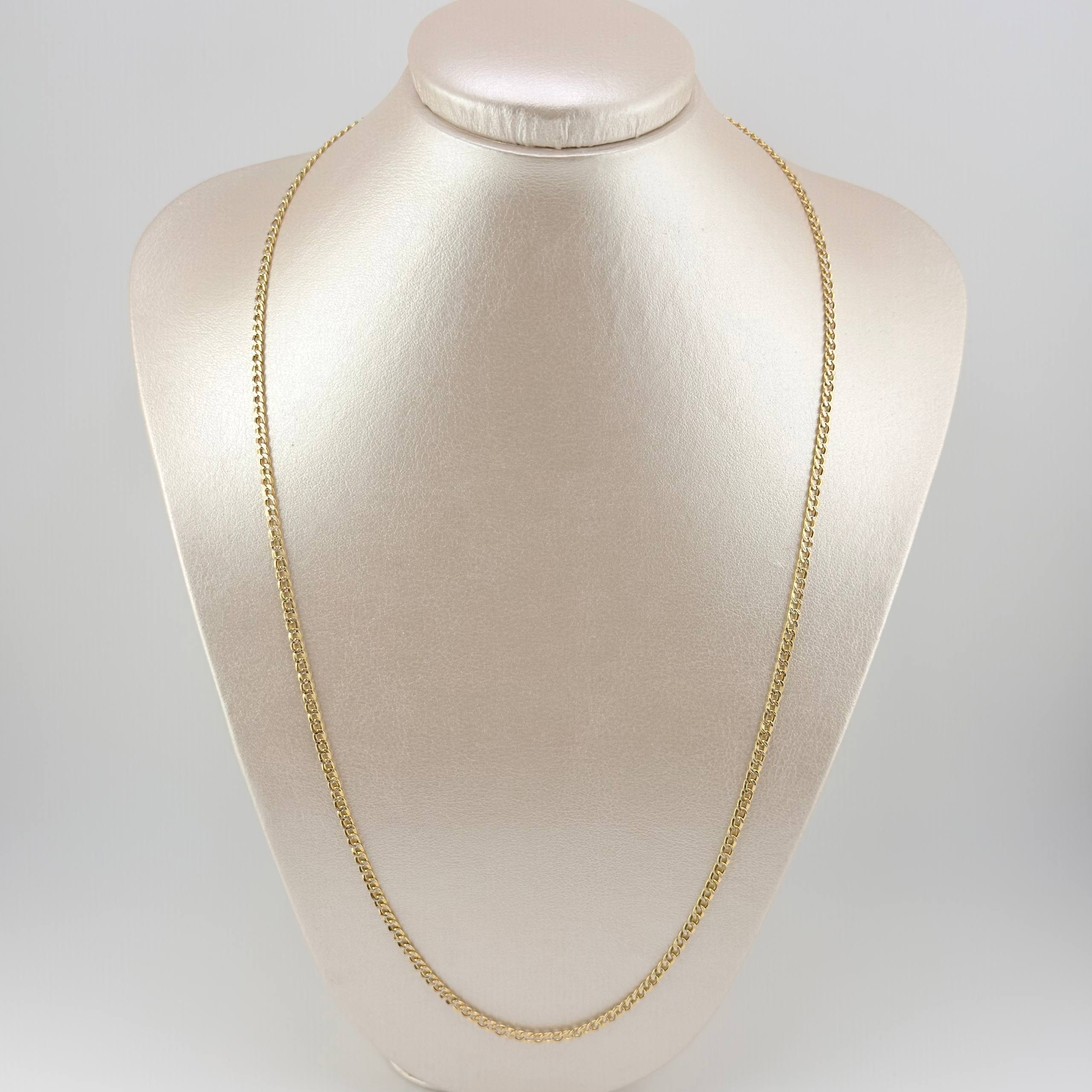 Cadena Cubana 6gr / 23 1/2 in / 3mm Dos Oros Amarillo Blanco +3 18K