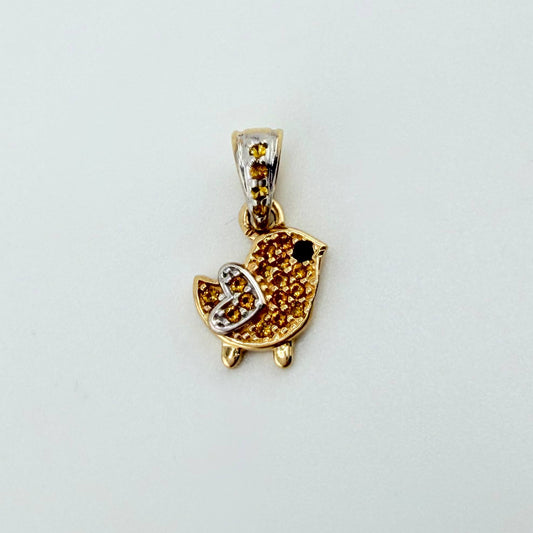 Dije Pajarito 0.95gr / 1/2 in / Dos Oros Amarillo Blanco 18K ©