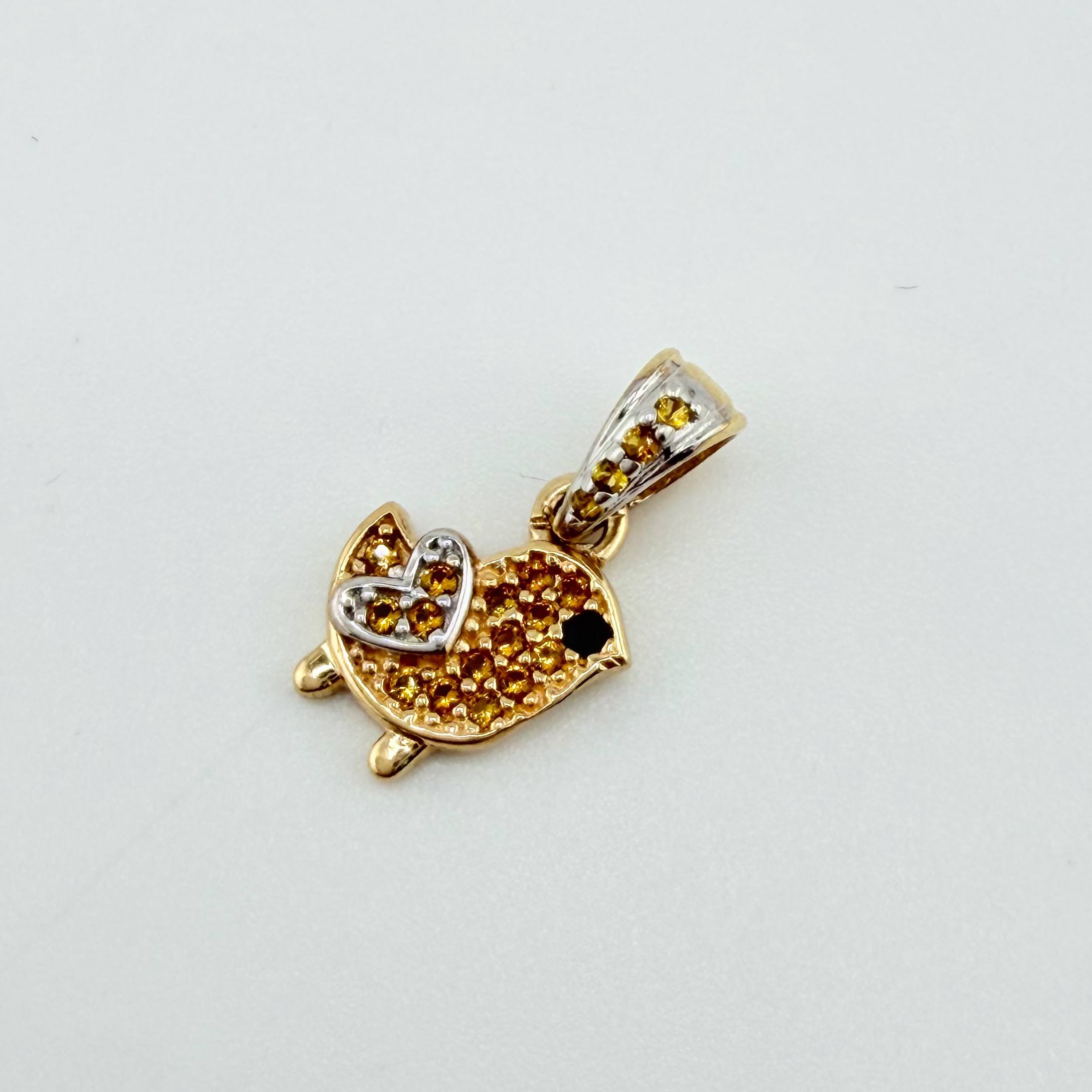 Dije Pajarito 0.95gr / 1/2 in / Dos Oros Amarillo Blanco 18K ©