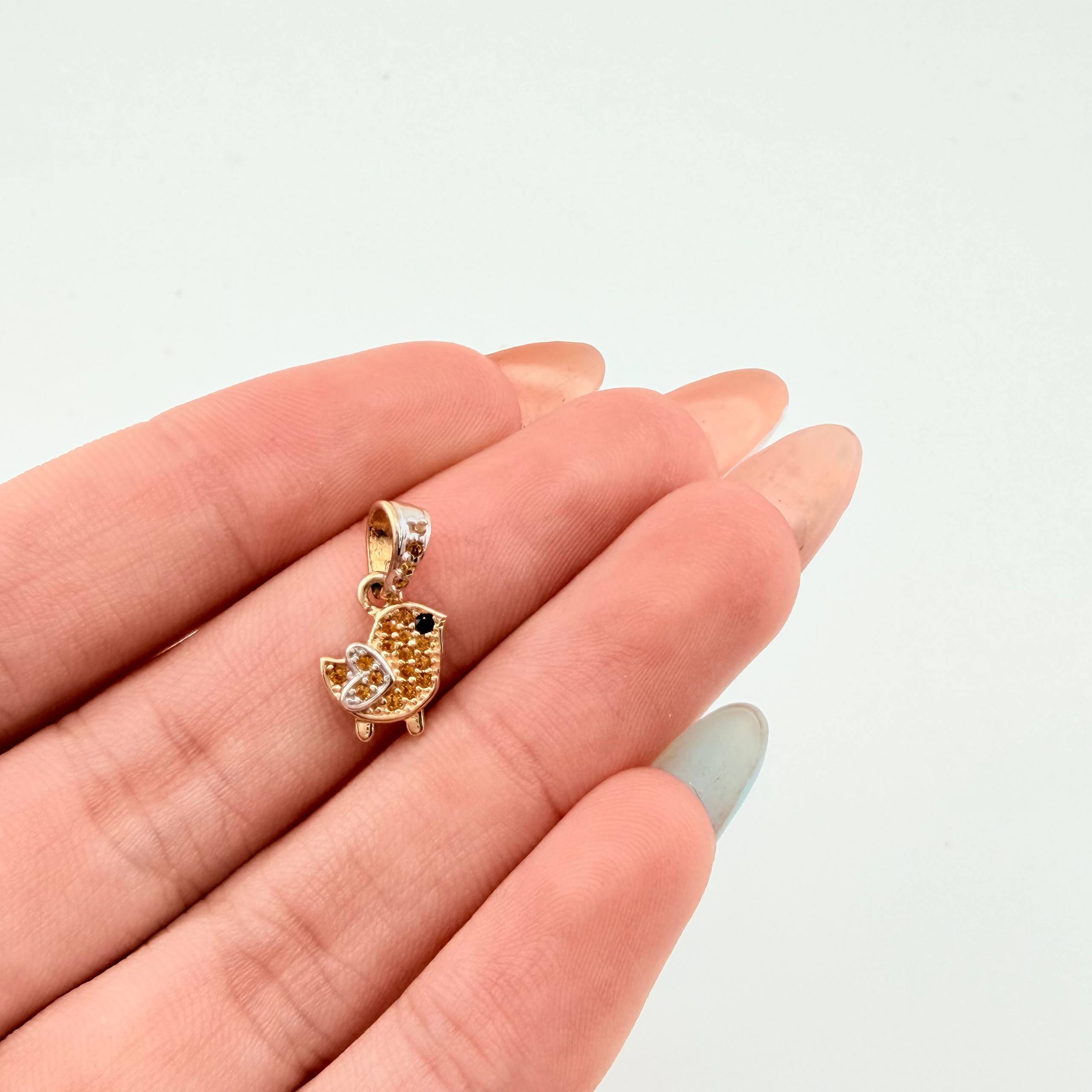 Dije Pajarito 0.95gr / 1/2 in / Dos Oros Amarillo Blanco 18K ©