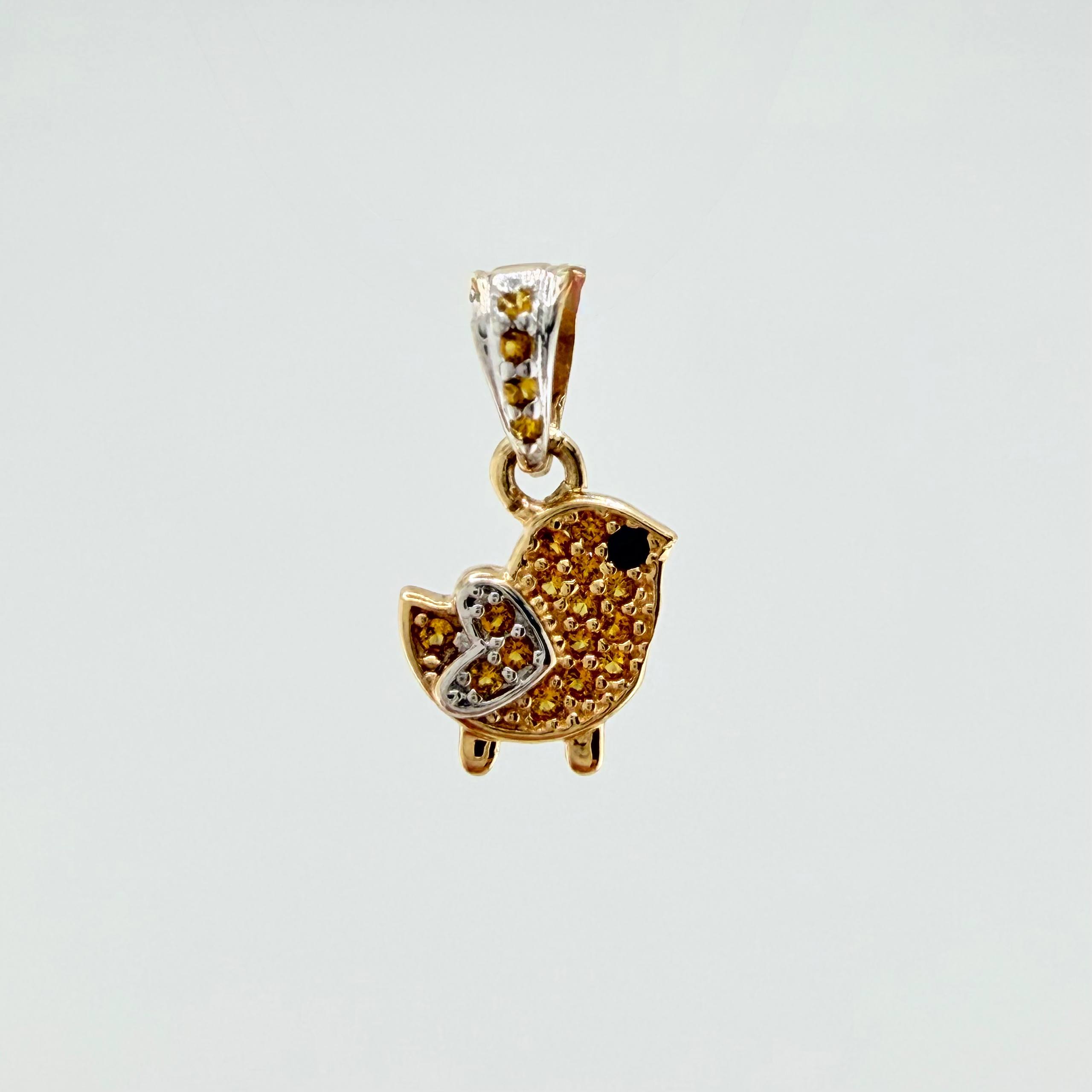 Dije Pajarito 0.95gr / 1/2 in / Dos Oros Amarillo Blanco 18K ©