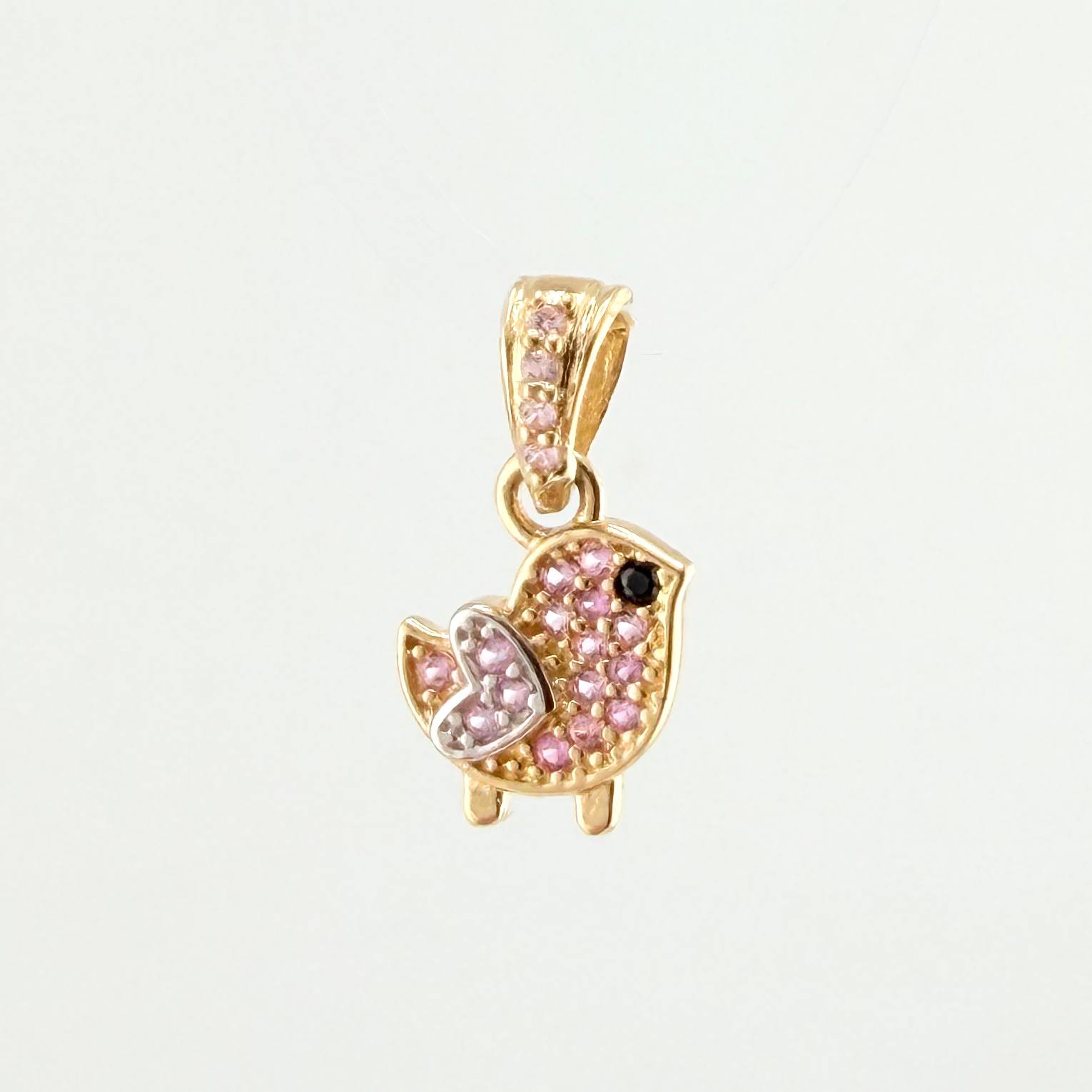 Dije Pajarito 0.9gr / 1/2 in / Dos Oros Amarillo Blanco 18K ©