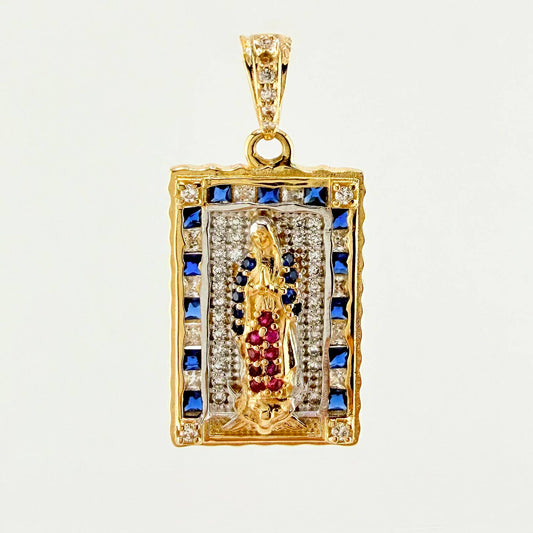 Dije Virgen Guadalupe 4.3gr / 1 1/4 in / Dos Oros Amarillo Blanco 18K
