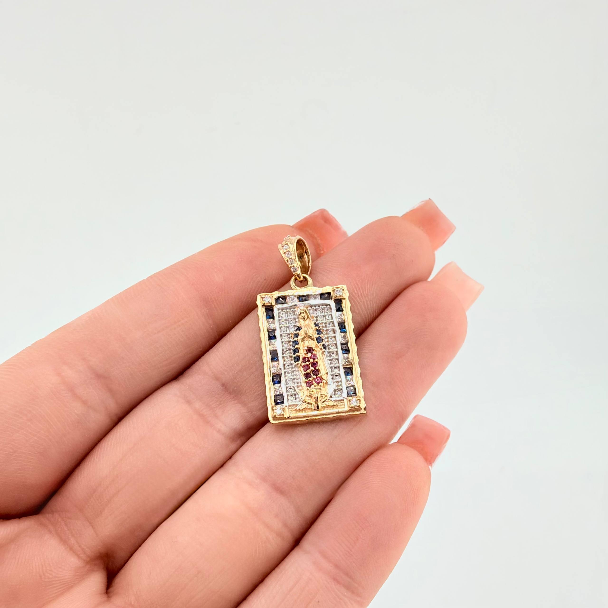 Dije Virgen Guadalupe 4.3gr / 1 1/4 in / Dos Oros Amarillo Blanco 18K