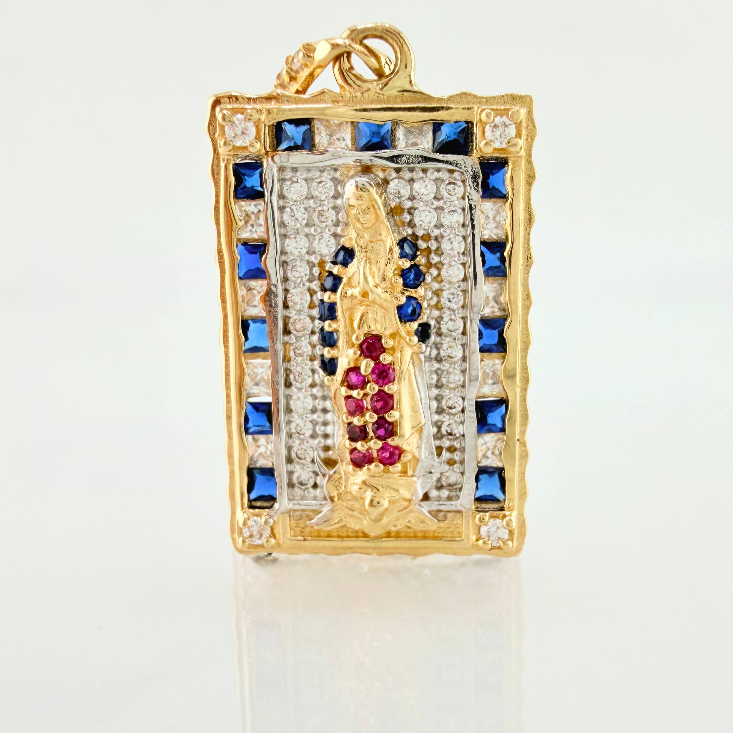 Dije Virgen Guadalupe 4.3gr / 1 1/4 in / Dos Oros Amarillo Blanco 18K