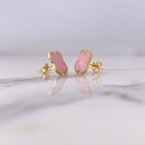 Stud Earrings Clover  2.2gr / Electrostatic Pink 18K Yellow Gold #