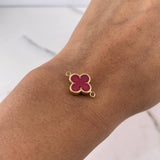 Herraje Trebol 0.85gr / 1.8cm / Electroestatico Rojo Oro Amarillo 18K #