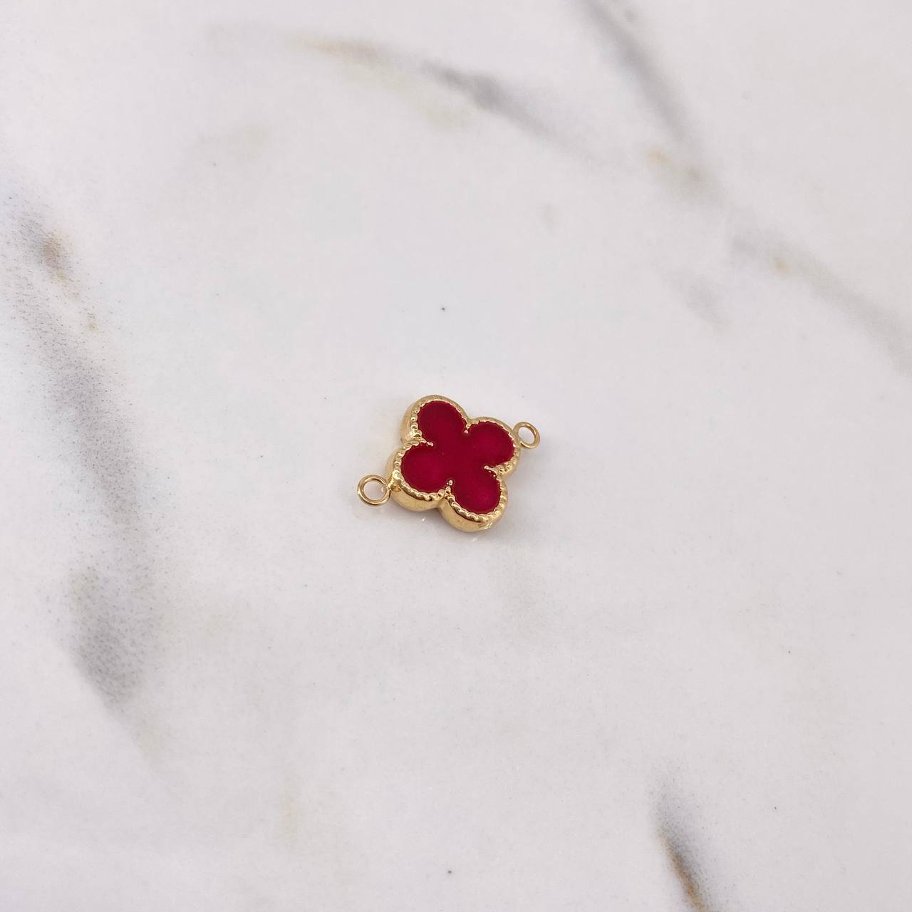 Herraje Trebol 0.85gr / 1.8cm / Electroestatico Rojo Oro Amarillo 18K #