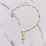 Bracelet Virgin Miraculous Denarius 2.55gr / 19cm / 2.7mm Beads Diamond Cut 18K Yellow Gold &