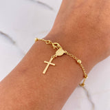 Bracelet Virgin Miraculous Denarius 2.55gr / 19cm / 2.7mm Beads Diamond Cut 18K Yellow Gold &