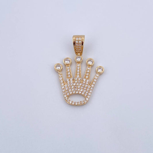 Pendant Corona RX 3.5gr / 3.5cm / White Zircons 18K Yellow Gold &