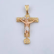 Pendant Milagroso Christ Cross of Buga 9.3gr / 5.5cm / White Zircons Three 18K Golds &