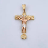 Pendant Milagroso Christ Cross of Buga 9.3gr / 5.5cm / White Zircons Three 18K Golds &