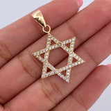 Pendant Star of David 3.25gr / 3.4cm / White Zircons 18K Yellow Gold &
