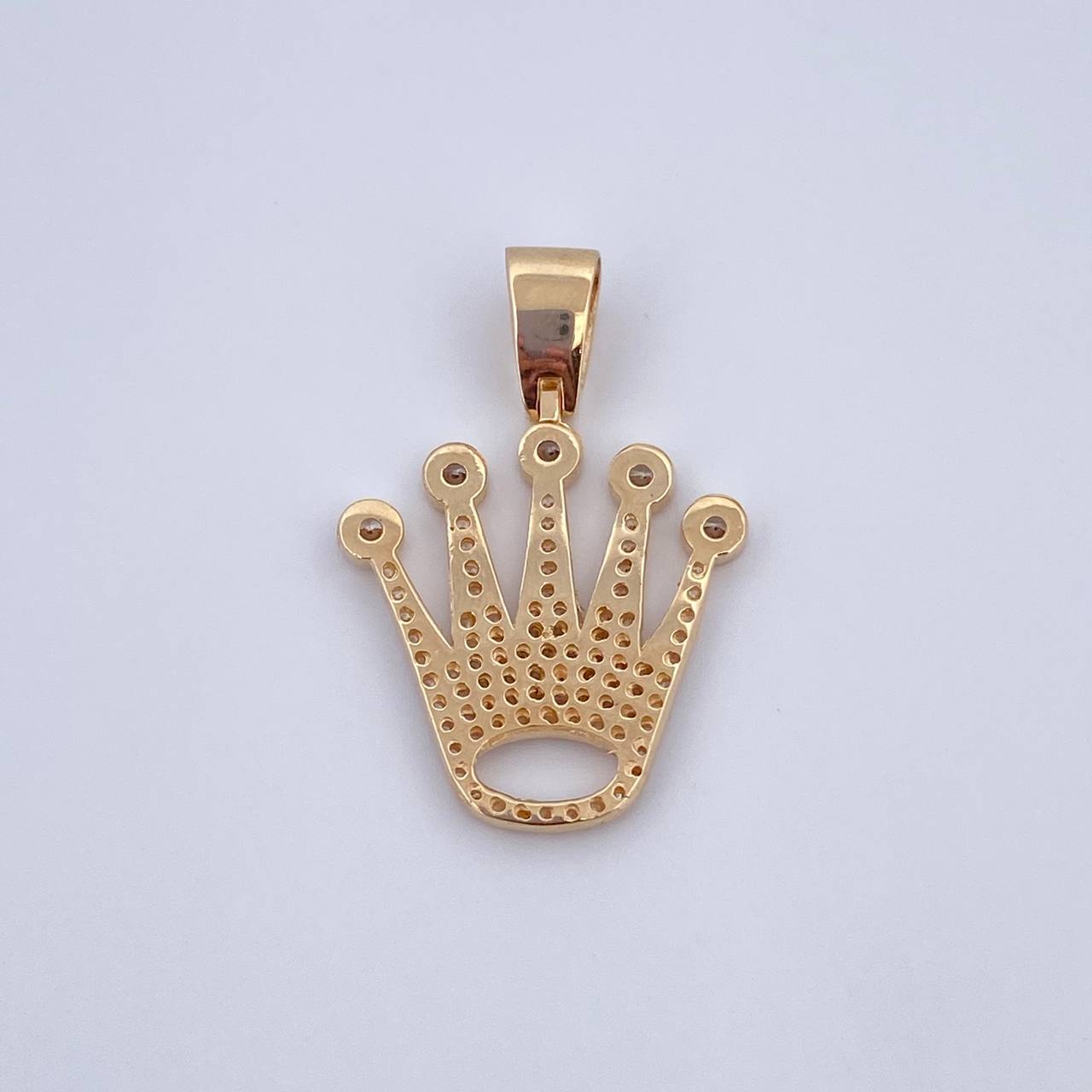 Pendant Corona RX 3.5gr / 3.5cm / White Zircons 18K Yellow Gold &