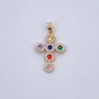 Dije Cruz Tupida 2.35gr / 3cm / Circones Colores Oro Amarillo 18K &