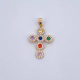 Dije Cruz Tupida 2.35gr / 3cm / Circones Colores Oro Amarillo 18K &
